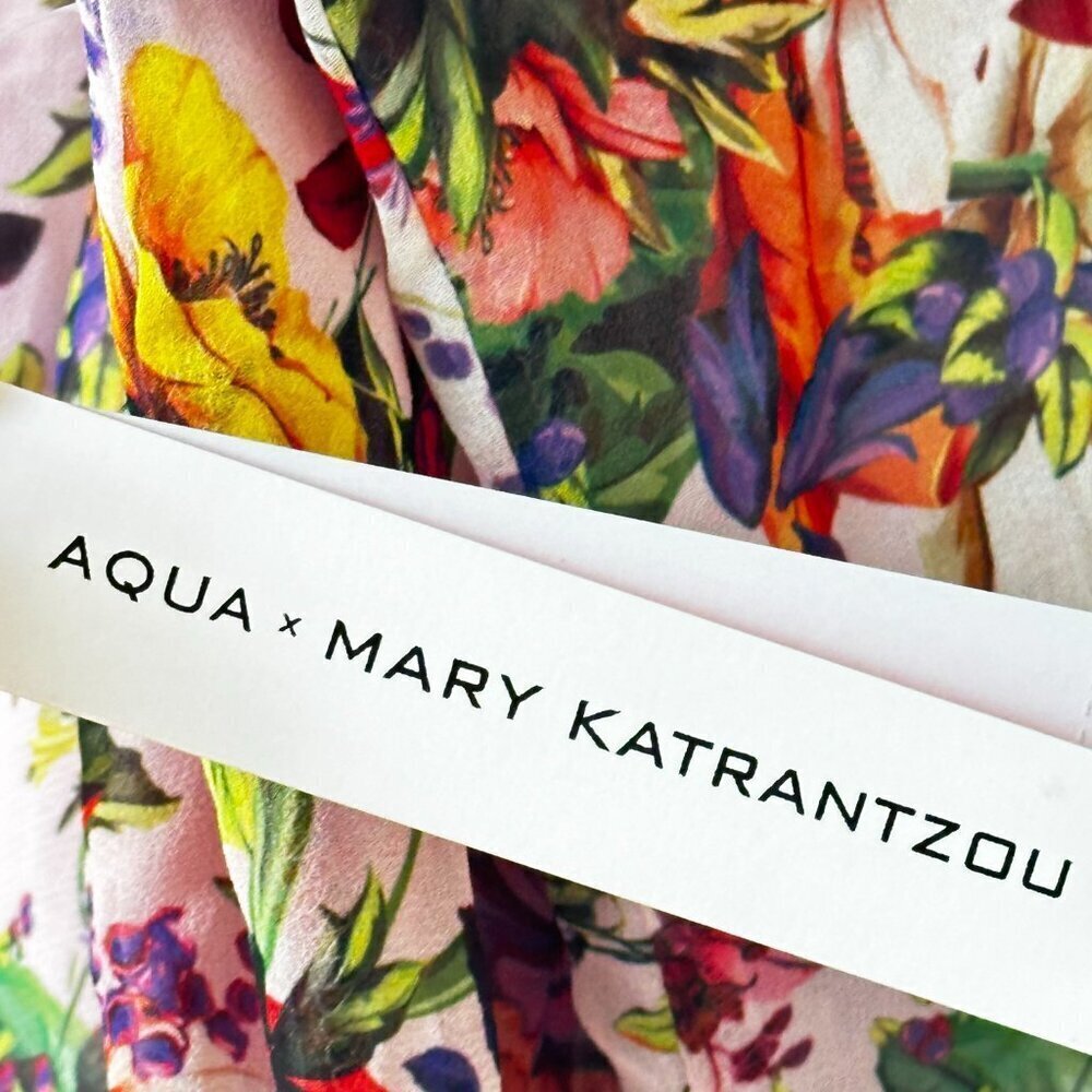 AQUA Mary Katrantzou Floral Off The Shoulder Smocked Top 1X NWT - Picture 10 of 10